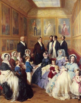 ヴィクトリア女王とアルバート王子とルイ・フィリップ・フランツ・クサーヴァー・ウィンターハルター国王一家 Oil Paintings